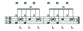 Right-handed shuffle rhythm